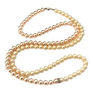 Vintage 1980s Monet Two Tone Simulated Pearl Necklace 35 Inch - 7D